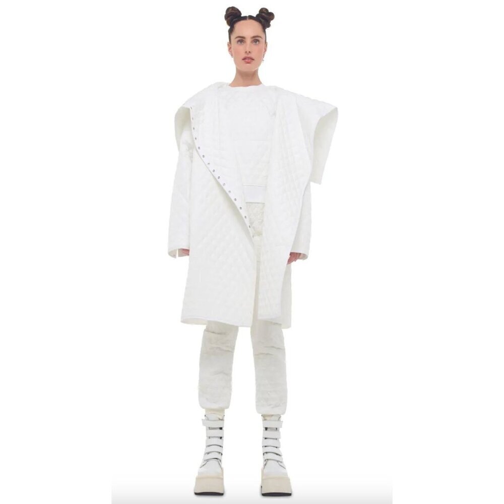 Norma Kamali Oversized Side Snap Jacket White Womens Size XS